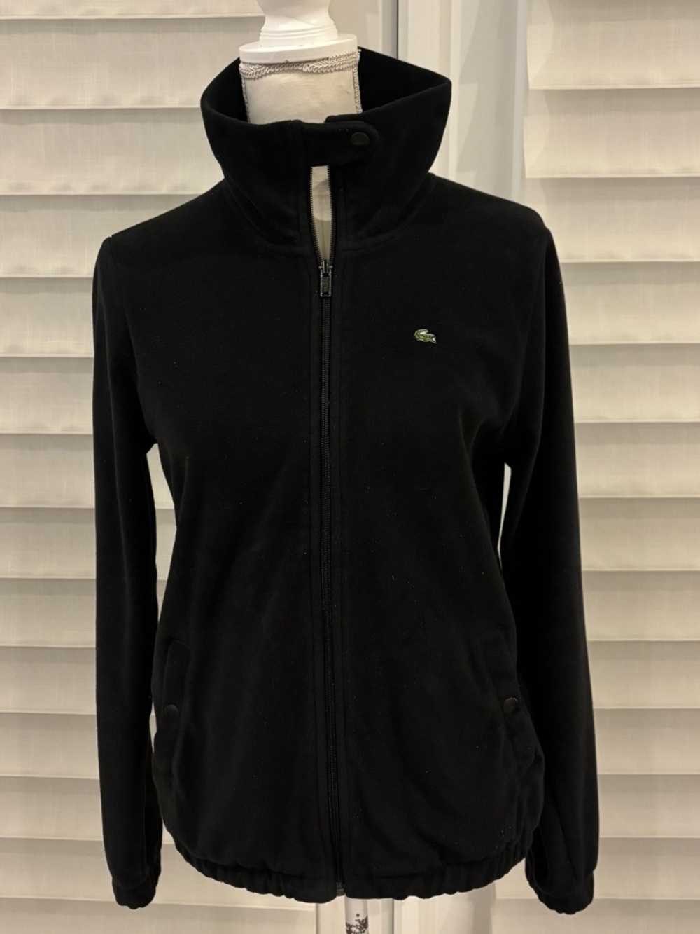 Lacoste Black Fleece Full Zip Jacket Croc Logo Size 40 (M)